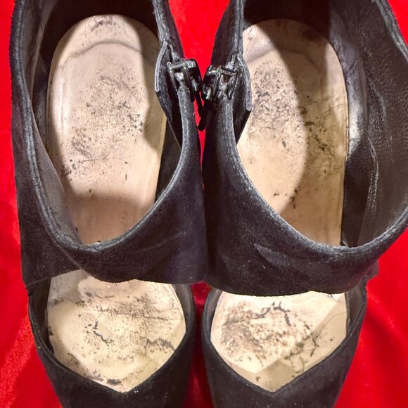 CHRISTIAN LOUBOUTIN BLACK SUEDE PLATFORM HEELS ANKLE BOOTS BOOTIES - Picture 12 of 15